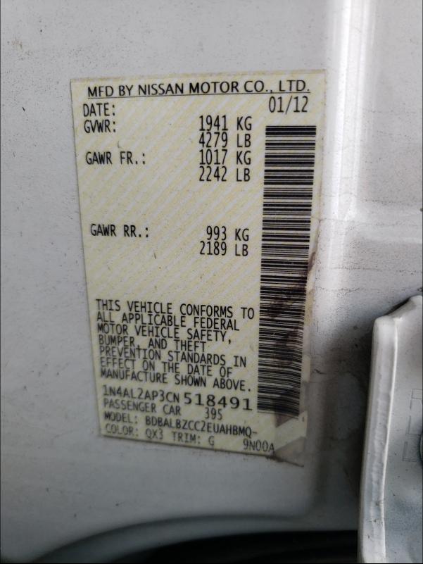 Photo 9 VIN: 1N4AL2AP3CN518491 - NISSAN ALTIMA BAS 