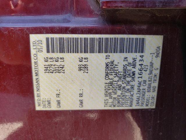 Photo 11 VIN: 1N4AL2AP4AC166434 - NISSAN ALTIMA BAS 