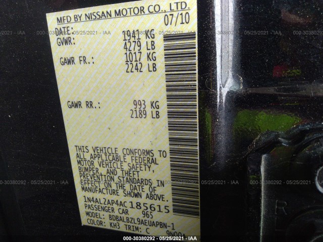 Photo 8 VIN: 1N4AL2AP4AC185615 - NISSAN ALTIMA 