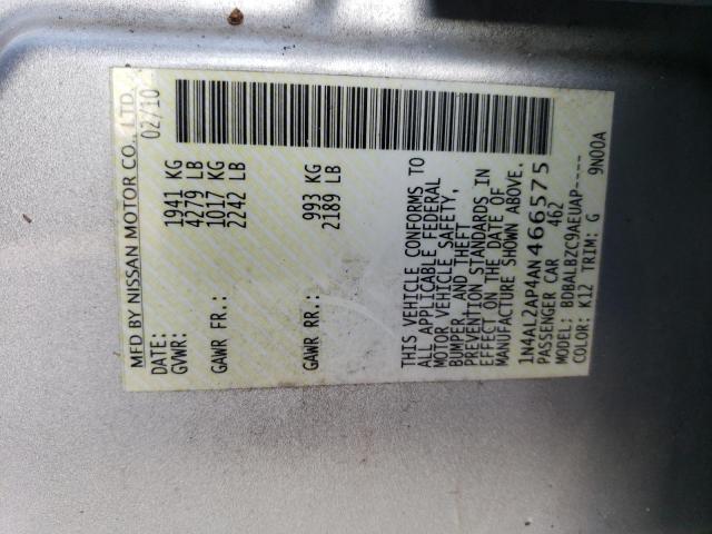 Photo 11 VIN: 1N4AL2AP4AN466575 - NISSAN ALTIMA BAS 