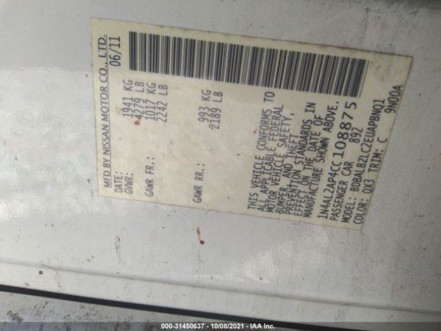 Photo 8 VIN: 1N4AL2AP4CC108875 - NISSAN ALTIMA 