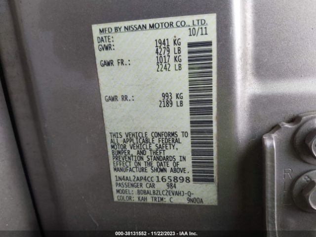 Photo 8 VIN: 1N4AL2AP4CC165898 - NISSAN ALTIMA 