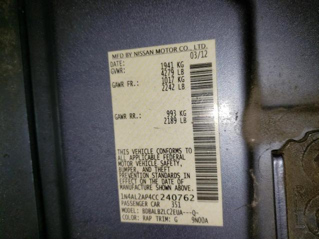 Photo 9 VIN: 1N4AL2AP4CC240762 - NISSAN ALTIMA BAS 