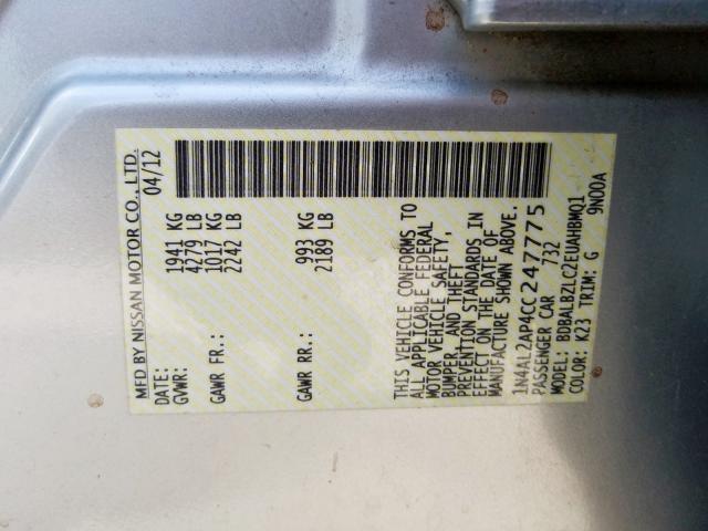 Photo 9 VIN: 1N4AL2AP4CC247775 - NISSAN ALTIMA BAS 