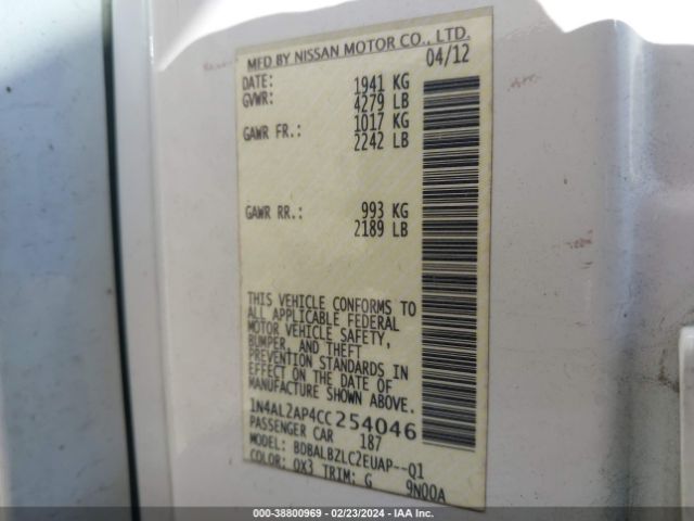 Photo 8 VIN: 1N4AL2AP4CC254046 - NISSAN ALTIMA 