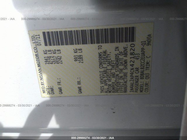 Photo 8 VIN: 1N4AL2AP4CN421820 - NISSAN ALTIMA 