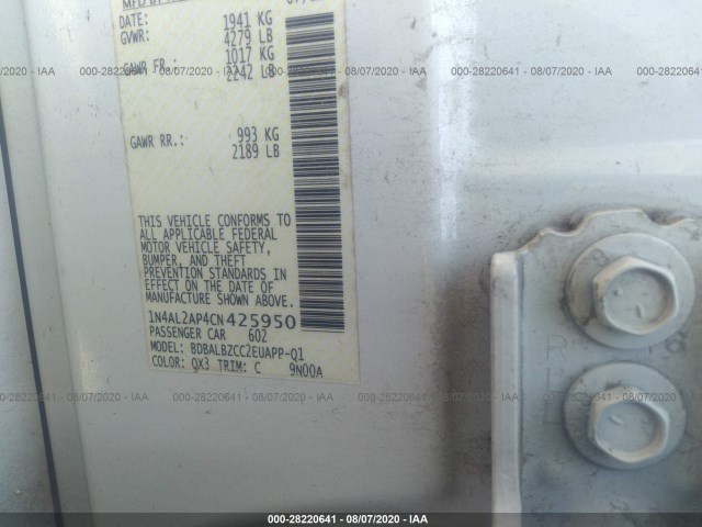 Photo 8 VIN: 1N4AL2AP4CN425950 - NISSAN ALTIMA 