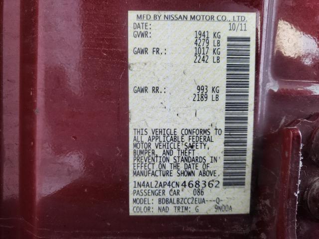 Photo 9 VIN: 1N4AL2AP4CN468362 - NISSAN ALTIMA BAS 