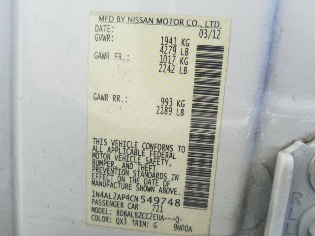 Photo 9 VIN: 1N4AL2AP4CN549748 - NISSAN ALTIMA BAS 