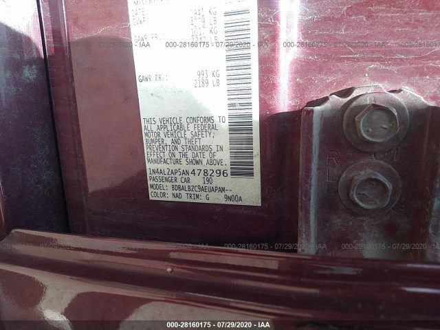 Photo 8 VIN: 1N4AL2AP5AN478296 - NISSAN ALTIMA 