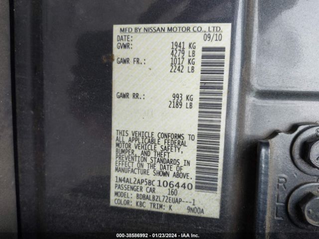 Photo 8 VIN: 1N4AL2AP5BC106440 - NISSAN ALTIMA 