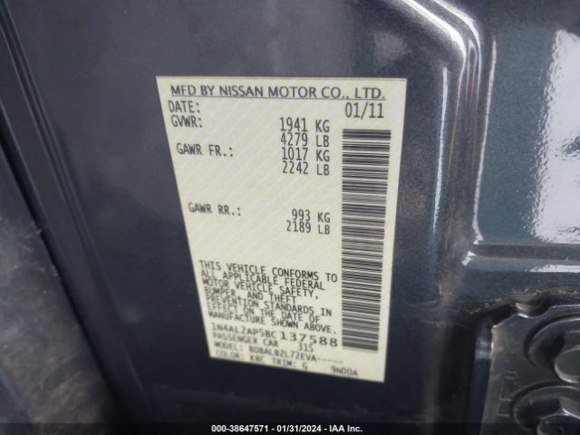 Photo 8 VIN: 1N4AL2AP5BC137588 - NISSAN ALTIMA 