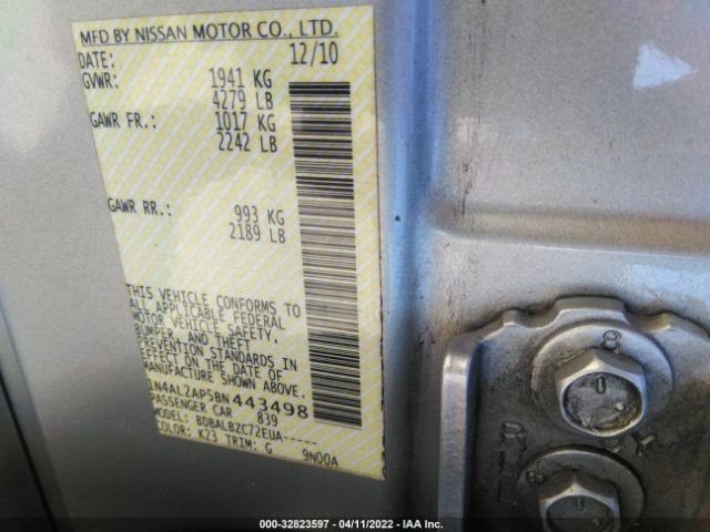 Photo 8 VIN: 1N4AL2AP5BN443498 - NISSAN ALTIMA 