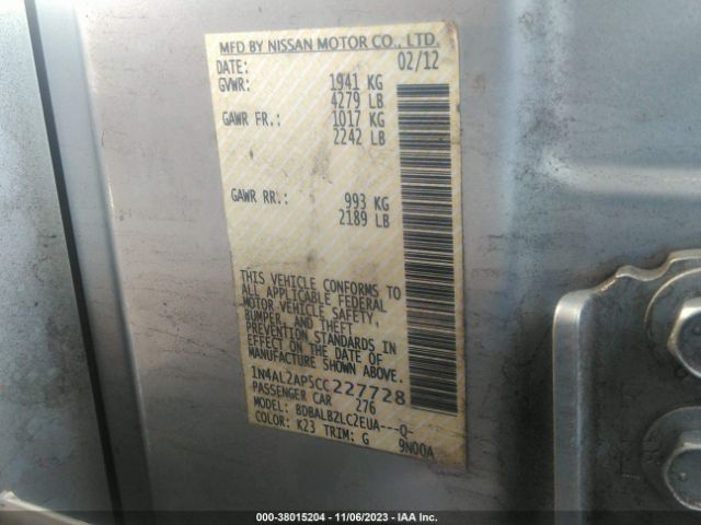 Photo 8 VIN: 1N4AL2AP5CC227728 - NISSAN ALTIMA 