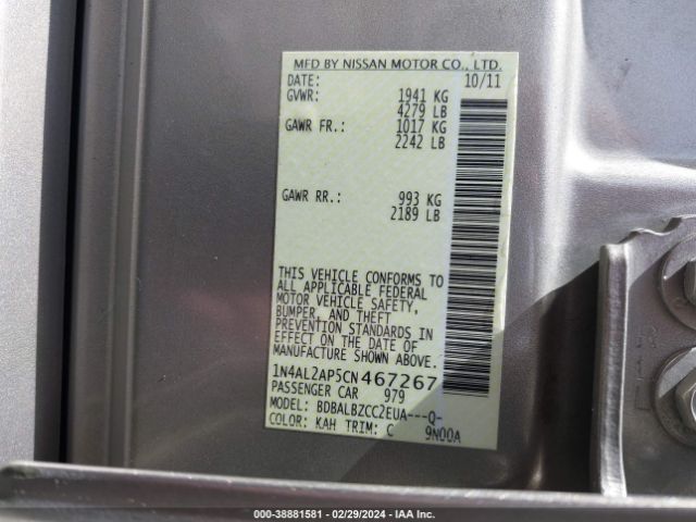 Photo 8 VIN: 1N4AL2AP5CN467267 - NISSAN ALTIMA 