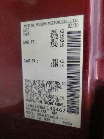 Photo 9 VIN: 1N4AL2AP6AC139462 - NISSAN ALTIMA BAS 