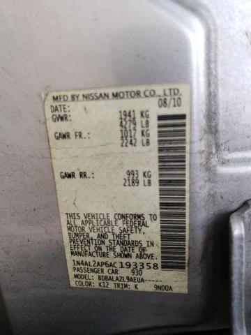 Photo 9 VIN: 1N4AL2AP6AC193358 - NISSAN ALTIMA SR 