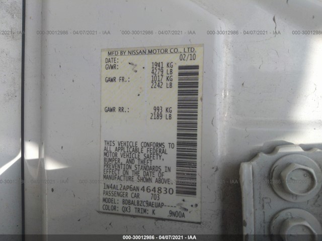 Photo 8 VIN: 1N4AL2AP6AN464830 - NISSAN ALTIMA 