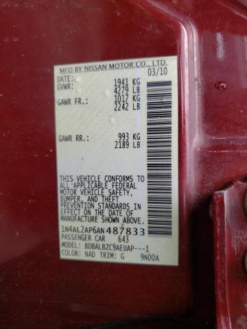 Photo 9 VIN: 1N4AL2AP6AN487833 - NISSAN ALTIMA BAS 