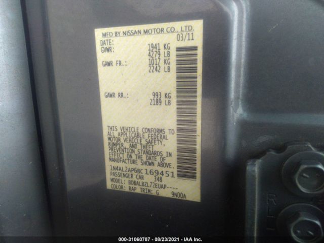 Photo 8 VIN: 1N4AL2AP6BC169451 - NISSAN ALTIMA 