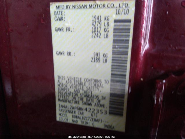 Photo 8 VIN: 1N4AL2AP6BN422353 - NISSAN ALTIMA 