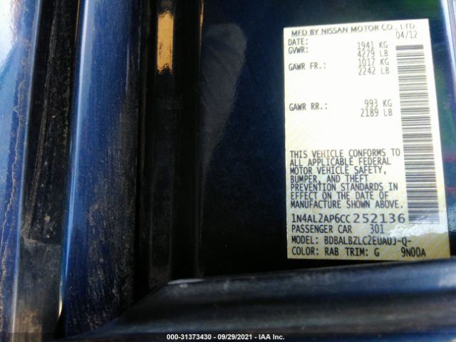 Photo 8 VIN: 1N4AL2AP6CC252136 - NISSAN ALTIMA 