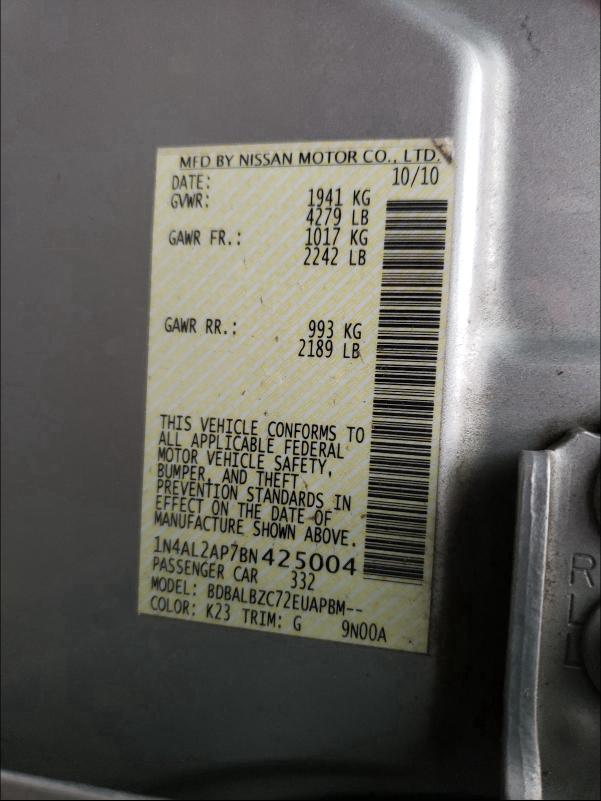 Photo 9 VIN: 1N4AL2AP7BN425004 - NISSAN ALTIMA BAS 