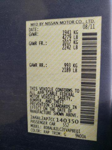 Photo 9 VIN: 1N4AL2AP7CC140350 - NISSAN ALTIMA BAS 