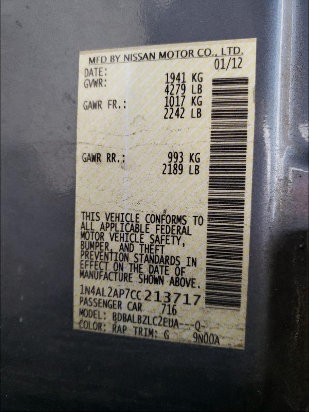 Photo 9 VIN: 1N4AL2AP7CC213717 - NISSAN ALTIMA BAS 