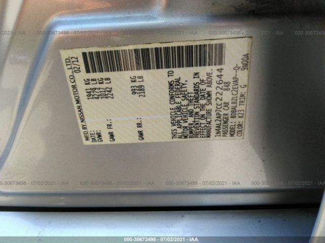 Photo 8 VIN: 1N4AL2AP7CC222644 - NISSAN ALTIMA 