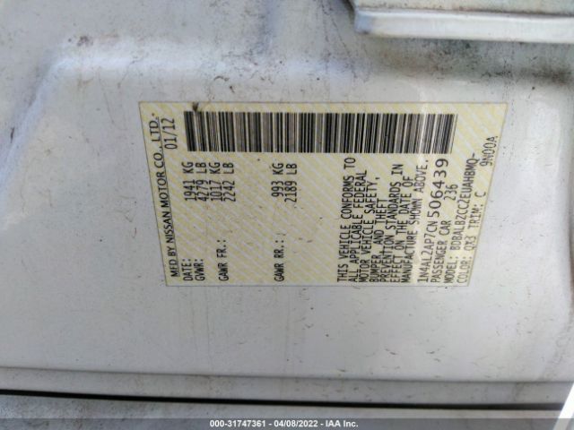 Photo 8 VIN: 1N4AL2AP7CN506439 - NISSAN ALTIMA 