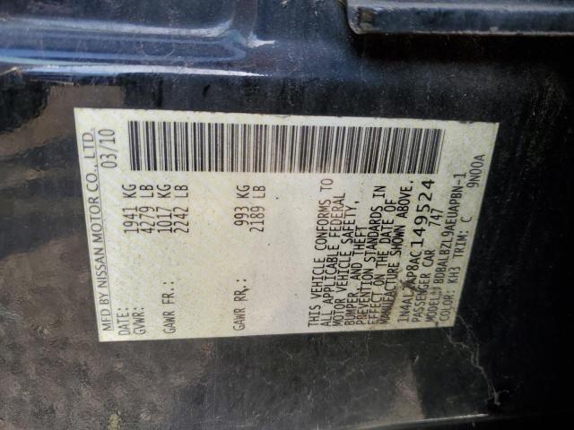 Photo 11 VIN: 1N4AL2AP8AC149524 - NISSAN ALTIMA BAS 