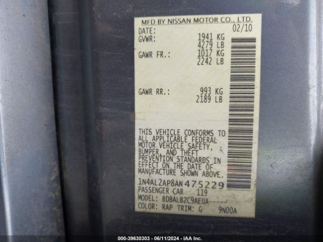 Photo 8 VIN: 1N4AL2AP8AN475229 - NISSAN ALTIMA 