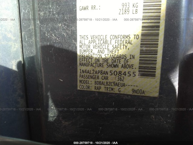 Photo 8 VIN: 1N4AL2AP8AN508455 - NISSAN ALTIMA 