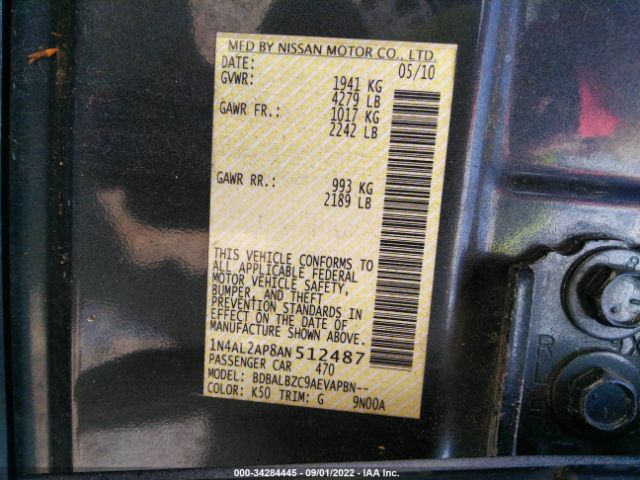 Photo 8 VIN: 1N4AL2AP8AN512487 - NISSAN ALTIMA 