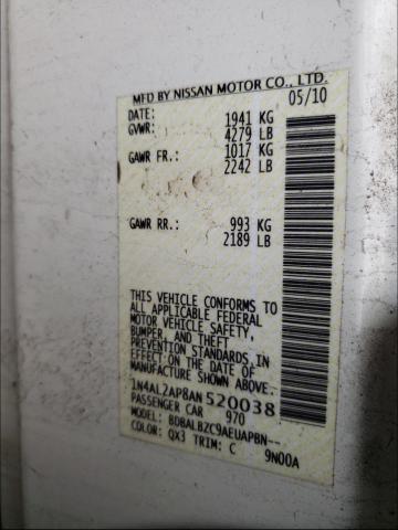 Photo 9 VIN: 1N4AL2AP8AN520038 - NISSAN ALTIMA BAS 