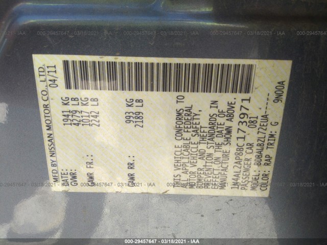 Photo 8 VIN: 1N4AL2AP8BC173971 - NISSAN ALTIMA 