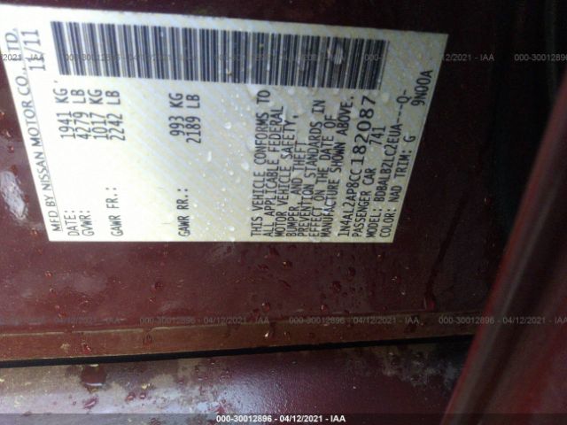 Photo 8 VIN: 1N4AL2AP8CC182087 - NISSAN ALTIMA 