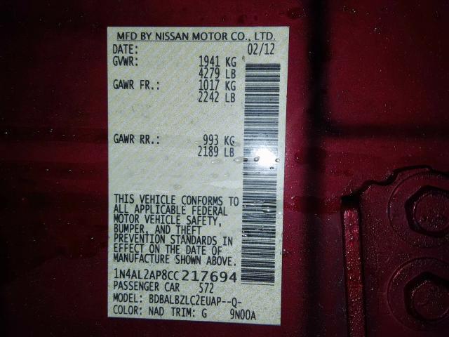 Photo 9 VIN: 1N4AL2AP8CC217694 - NISSAN ALTIMA BAS 