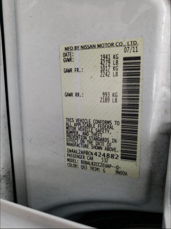 Photo 9 VIN: 1N4AL2AP8CN424882 - NISSAN ALTIMA BAS 