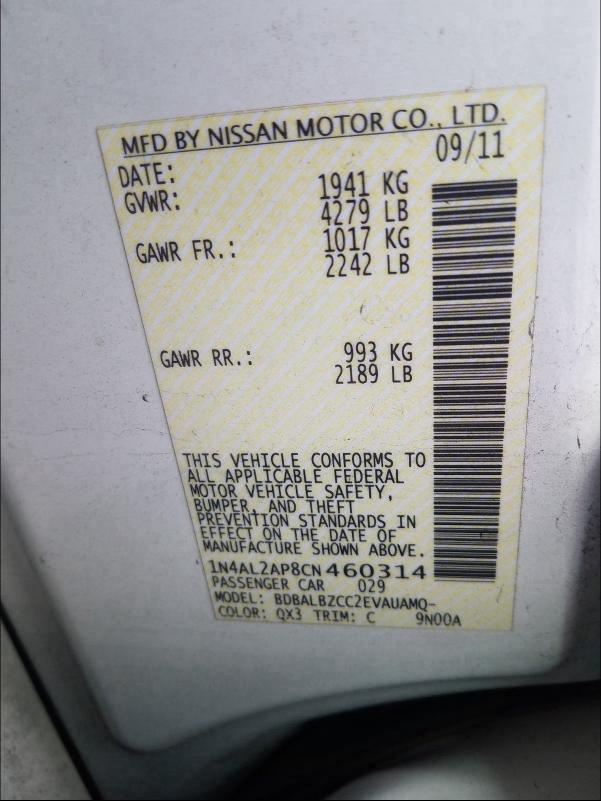 Photo 9 VIN: 1N4AL2AP8CN460314 - NISSAN ALTIMA BAS 