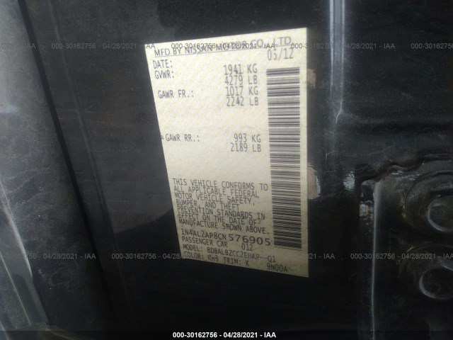 Photo 8 VIN: 1N4AL2AP8CN576905 - NISSAN ALTIMA 