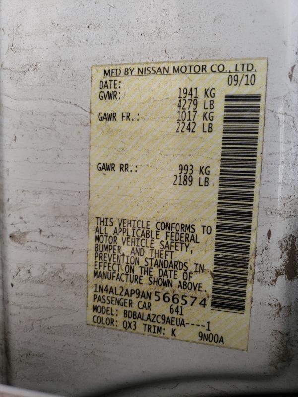 Photo 9 VIN: 1N4AL2AP9AN566574 - NISSAN ALTIMA BAS 