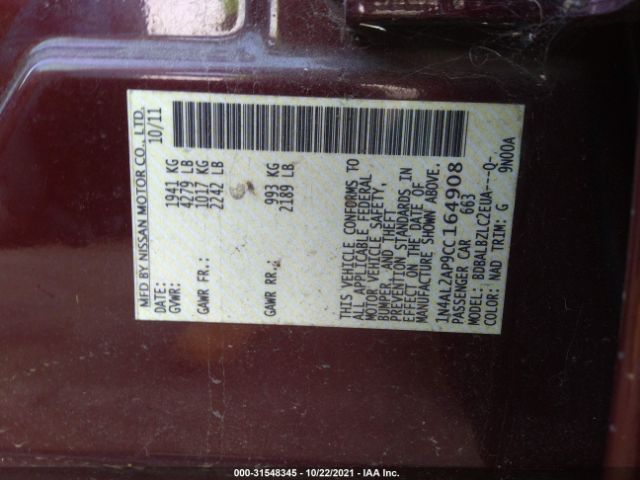 Photo 8 VIN: 1N4AL2AP9CC164908 - NISSAN ALTIMA 