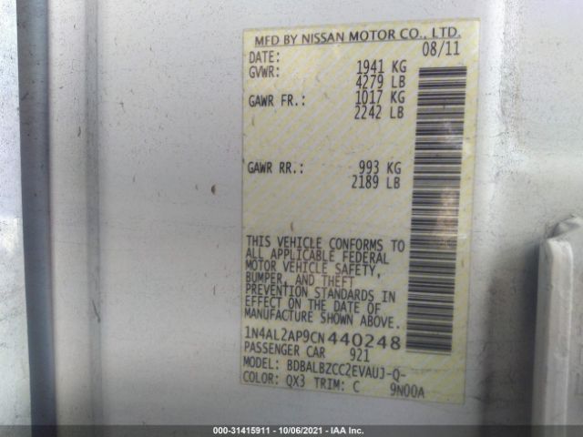 Photo 8 VIN: 1N4AL2AP9CN440248 - NISSAN ALTIMA 