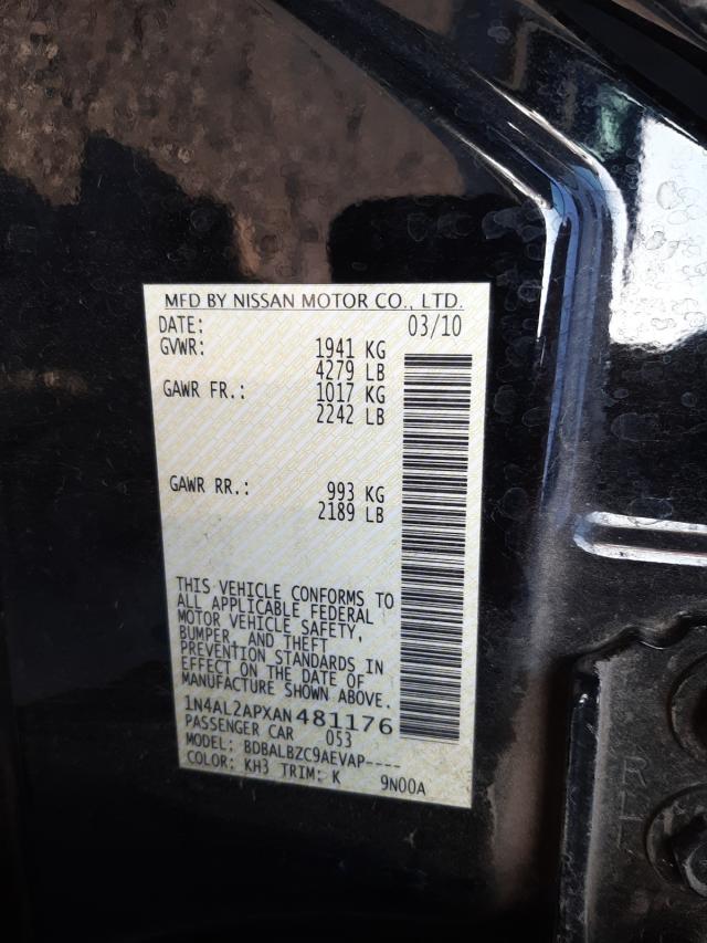 Photo 9 VIN: 1N4AL2APXAN481176 - NISSAN ALTIMA BAS 