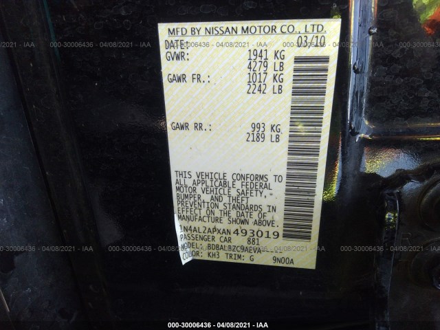 Photo 8 VIN: 1N4AL2APXAN493019 - NISSAN ALTIMA 