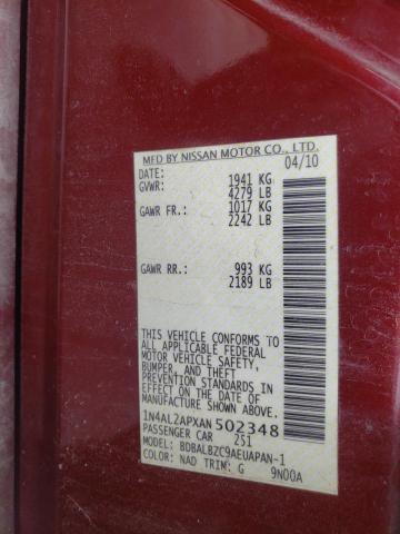 Photo 9 VIN: 1N4AL2APXAN502348 - NISSAN ALTIMA BAS 