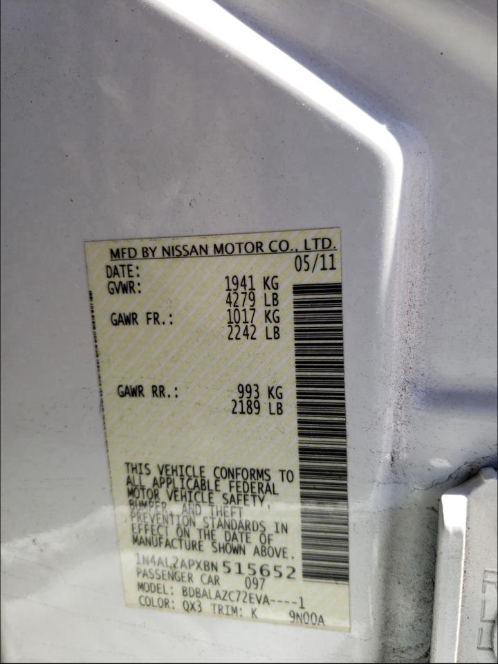 Photo 9 VIN: 1N4AL2APXBN515652 - NISSAN ALTIMA BAS 