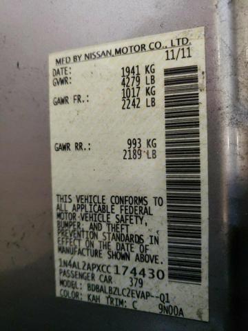 Photo 11 VIN: 1N4AL2APXCC174430 - NISSAN ALTIMA BAS 